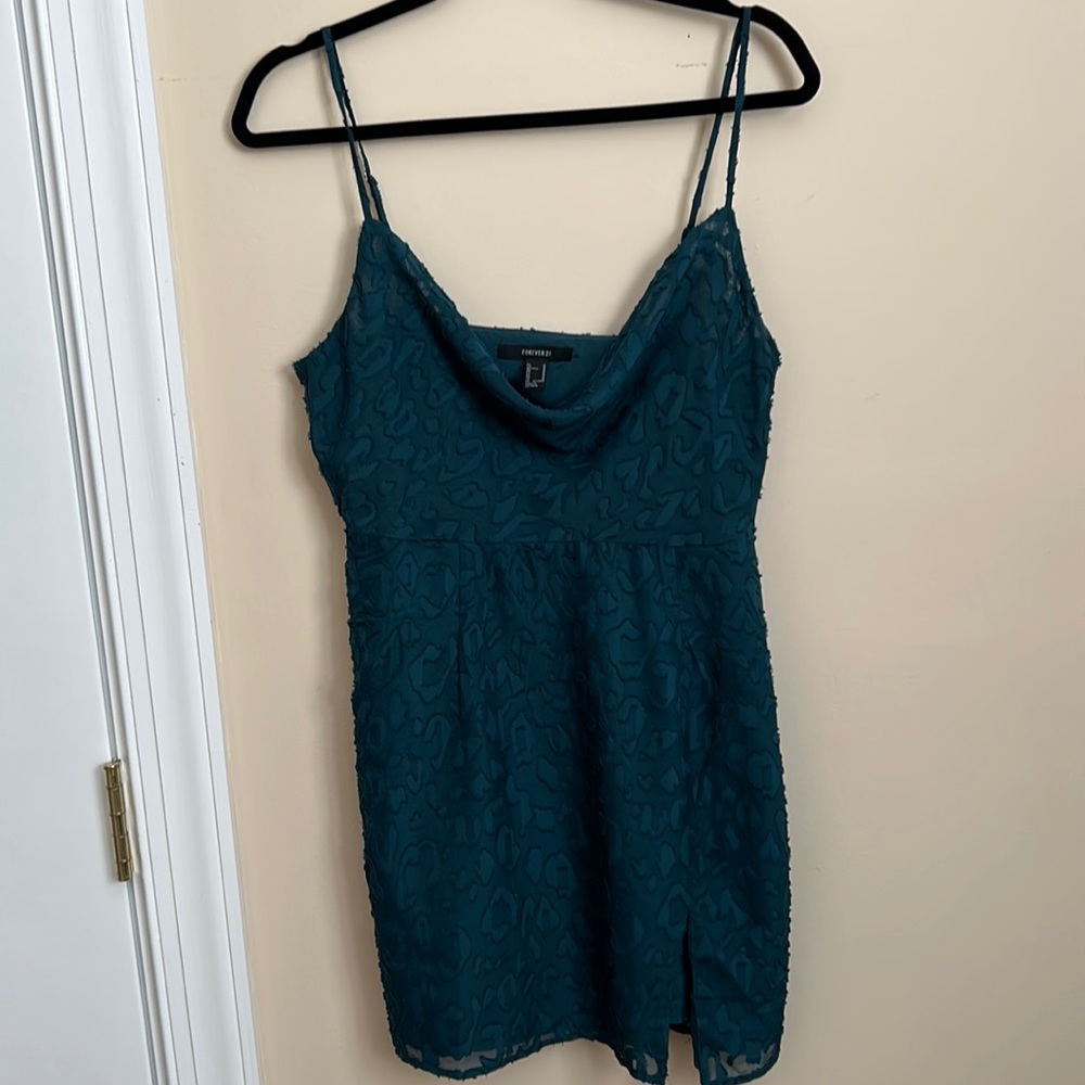 Green midi cowl neck dress